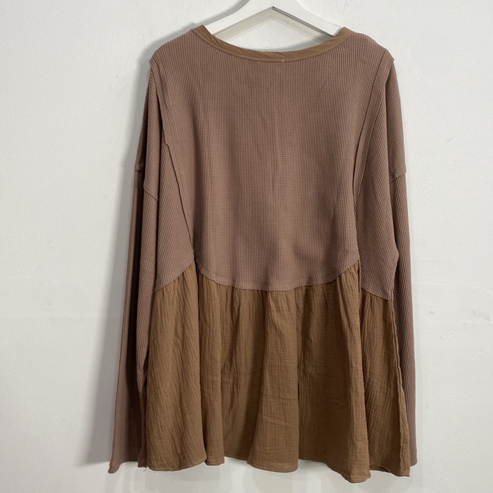 Andree Waffle Knit Top Long sleeve Boho 2X NWT - Picture 5 of 10